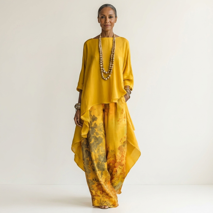 Mirabelle asymmetric silky two piece set – image 5
