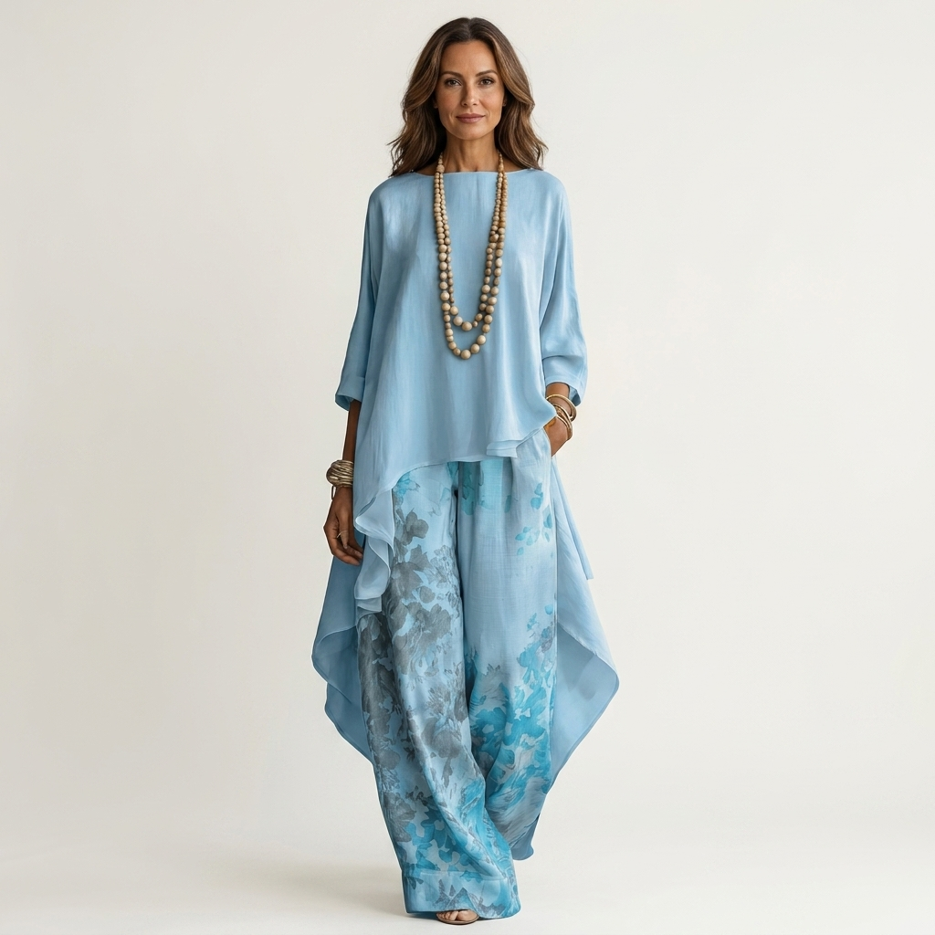 Mirabelle asymmetric silky two piece set – image 3