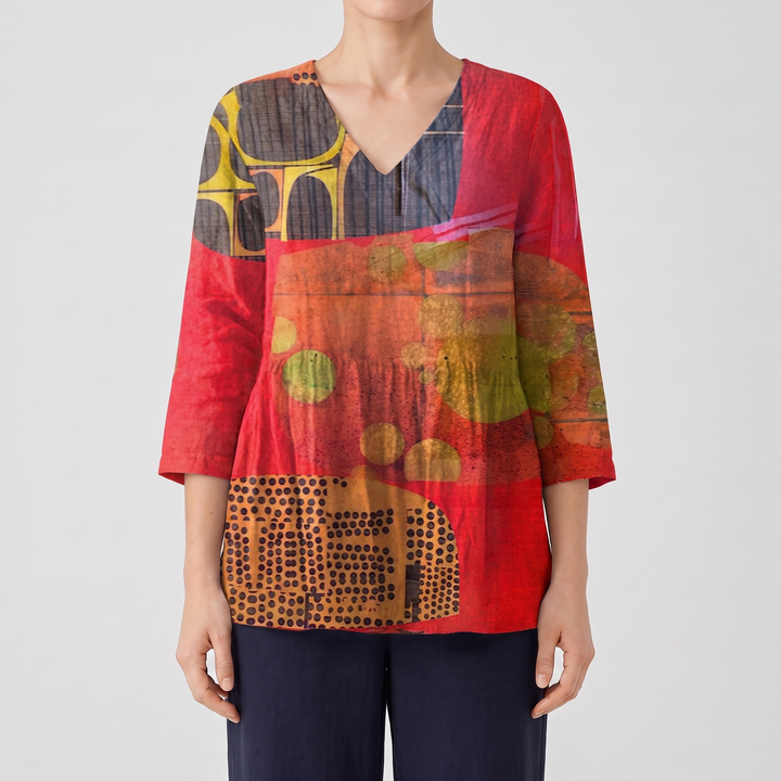 Bryn Long Blouse with V-Neck