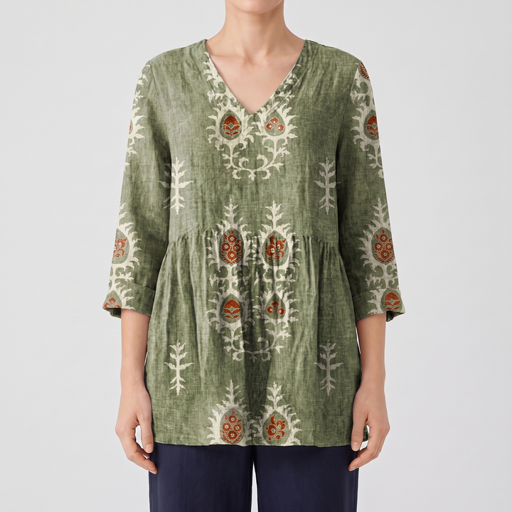 Wren Long Blouse with V-Neck