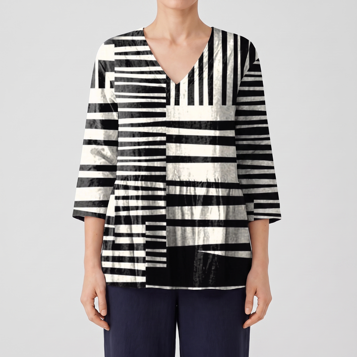 Fen Long Blouse with V-Neck