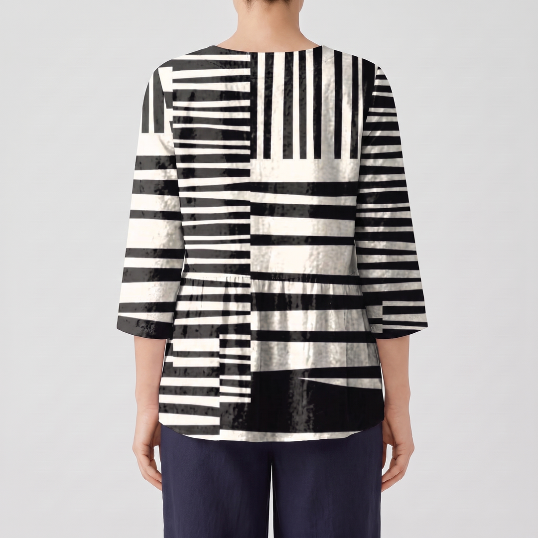 Fen Long Blouse with V-Neck