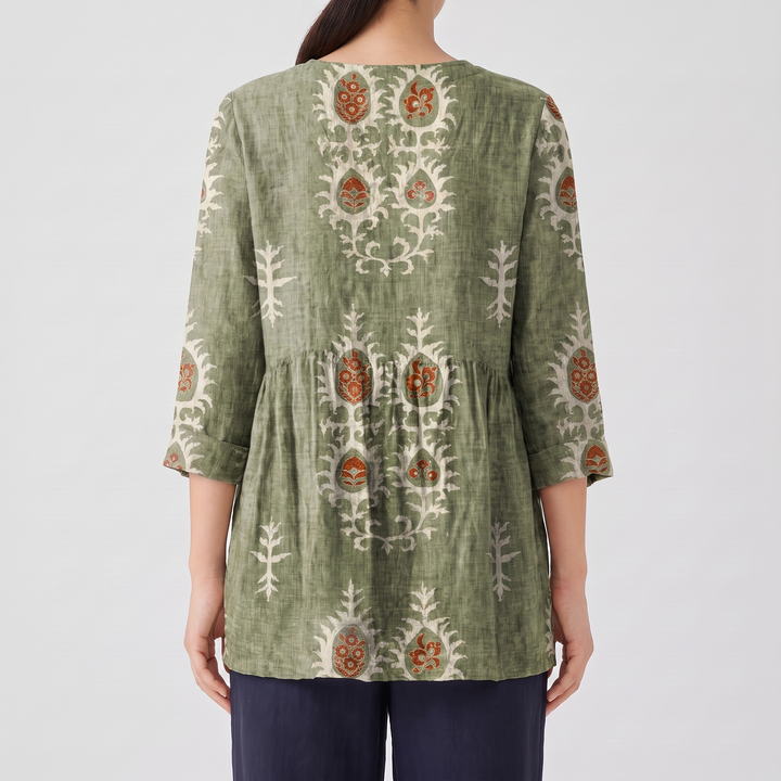Wren Long Blouse with V-Neck