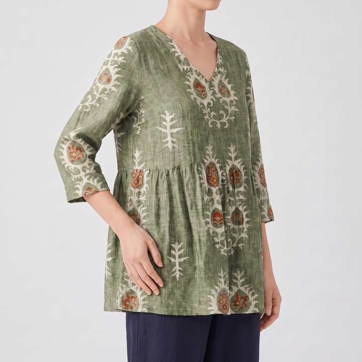 Wren Long Blouse with V-Neck
