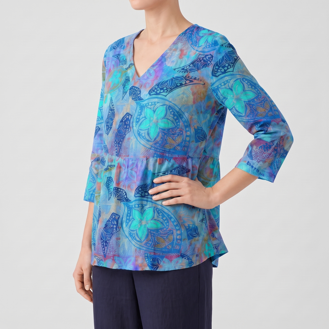 Ivy Long Blouse with V-Neck