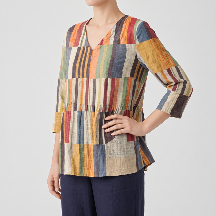 Marlowe Long Blouse with V-Neck