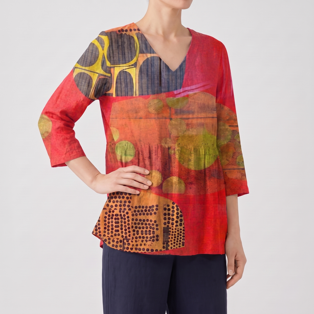 Bryn Long Blouse with V-Neck