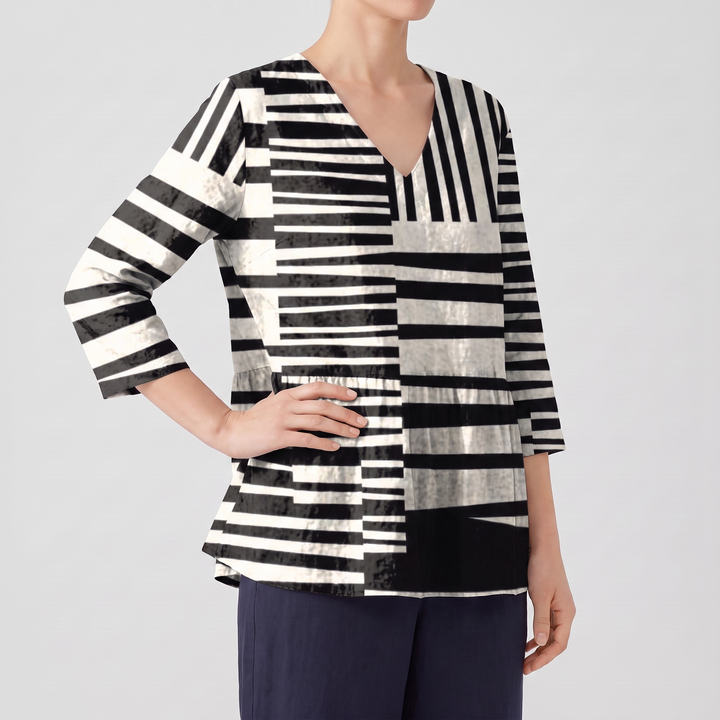 Fen Long Blouse with V-Neck