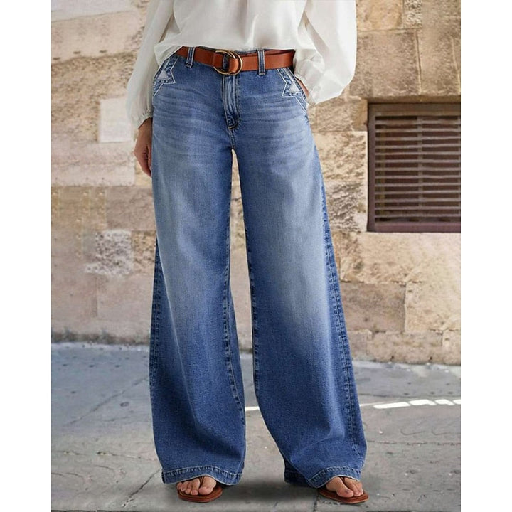 Marianne | Elegant Mid Rise Wide Leg Jeans