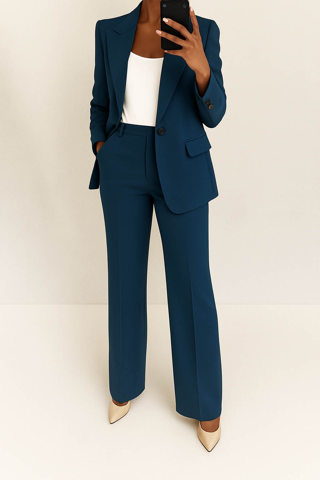Eliza wide leg trouser suit with single button blazer – image 7