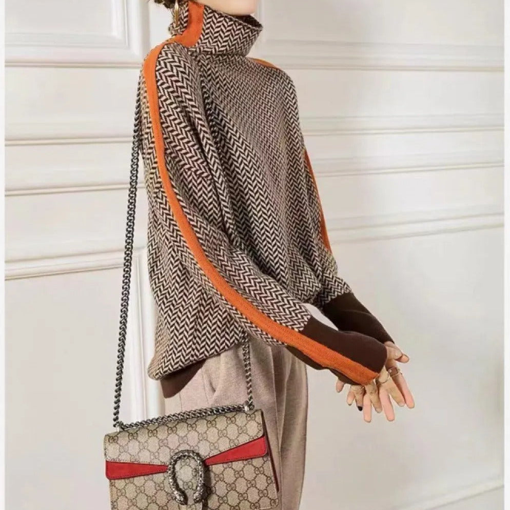 Odette | Elegant Roll Neck Jumper with Three Quarter Sleeves