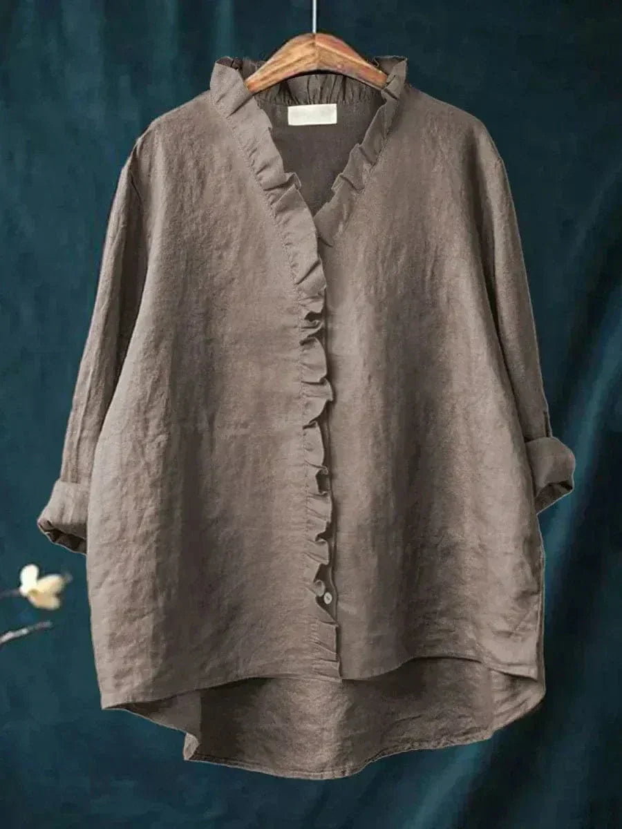 Benedetta ruffle neck high low blouse – image 2