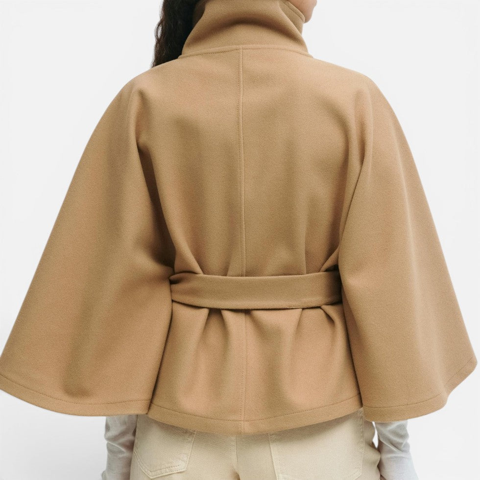 Randi wool blend cape coat with high collar – image 7