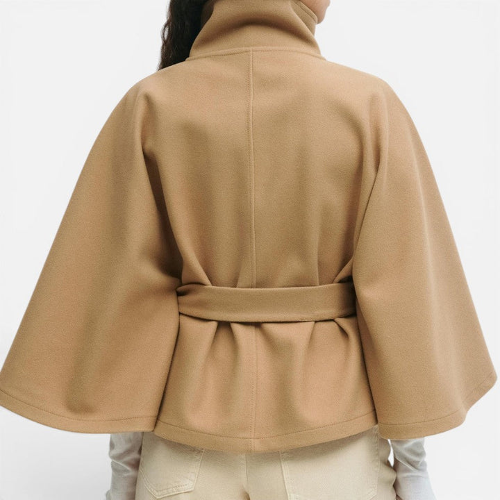 Randi wool blend cape coat with high collar – image 7