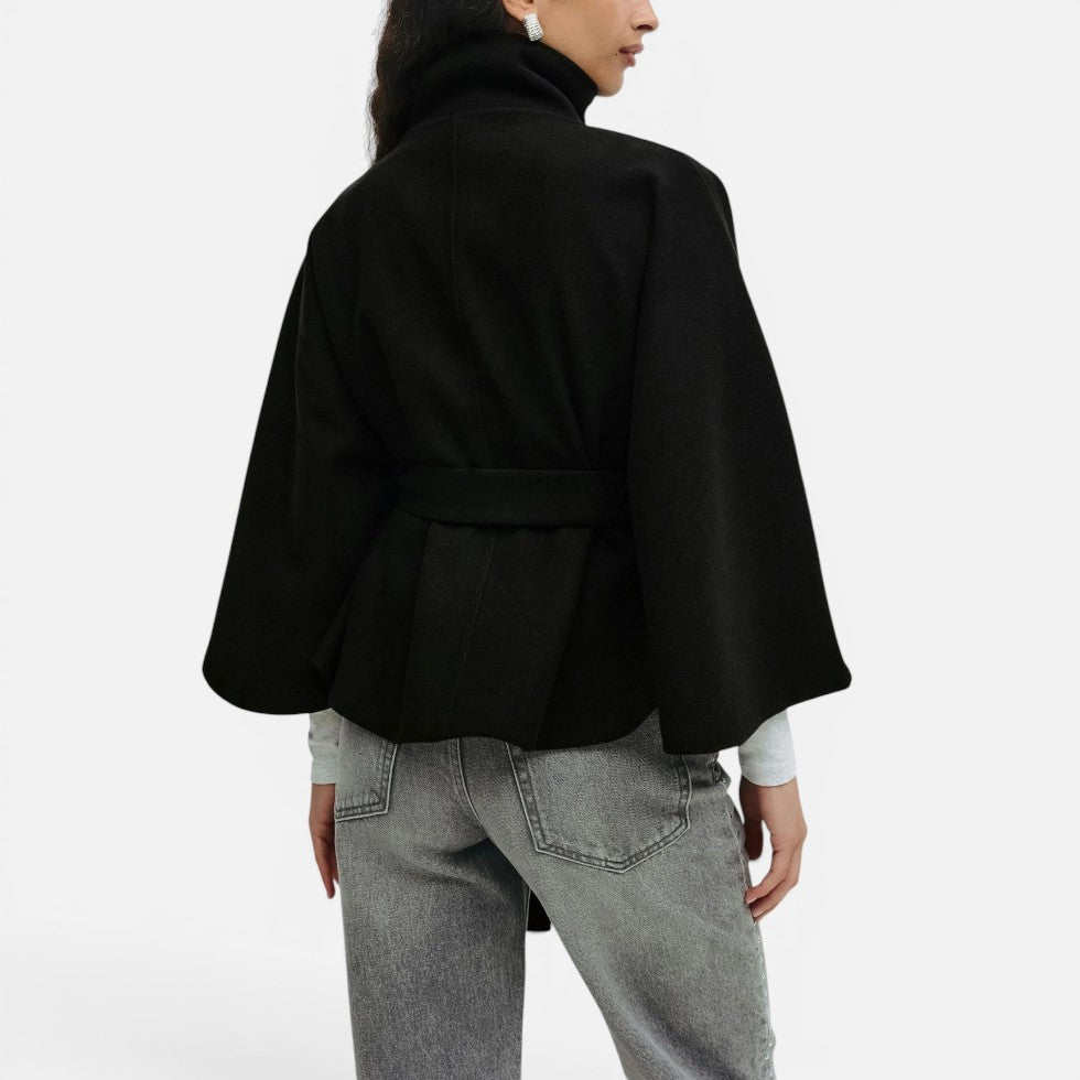Randi wool blend cape coat with high collar – image 9