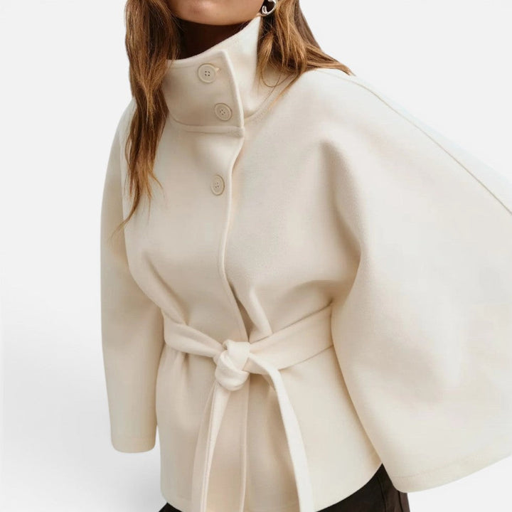 Randi wool blend cape coat with high collar – image 2