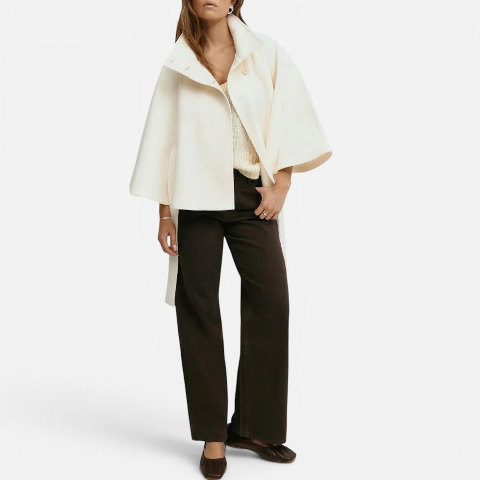 Randi wool blend cape coat with high collar – image 4