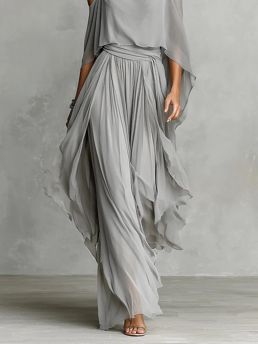 Roselyn chiffon off shoulder wide leg set – image 6