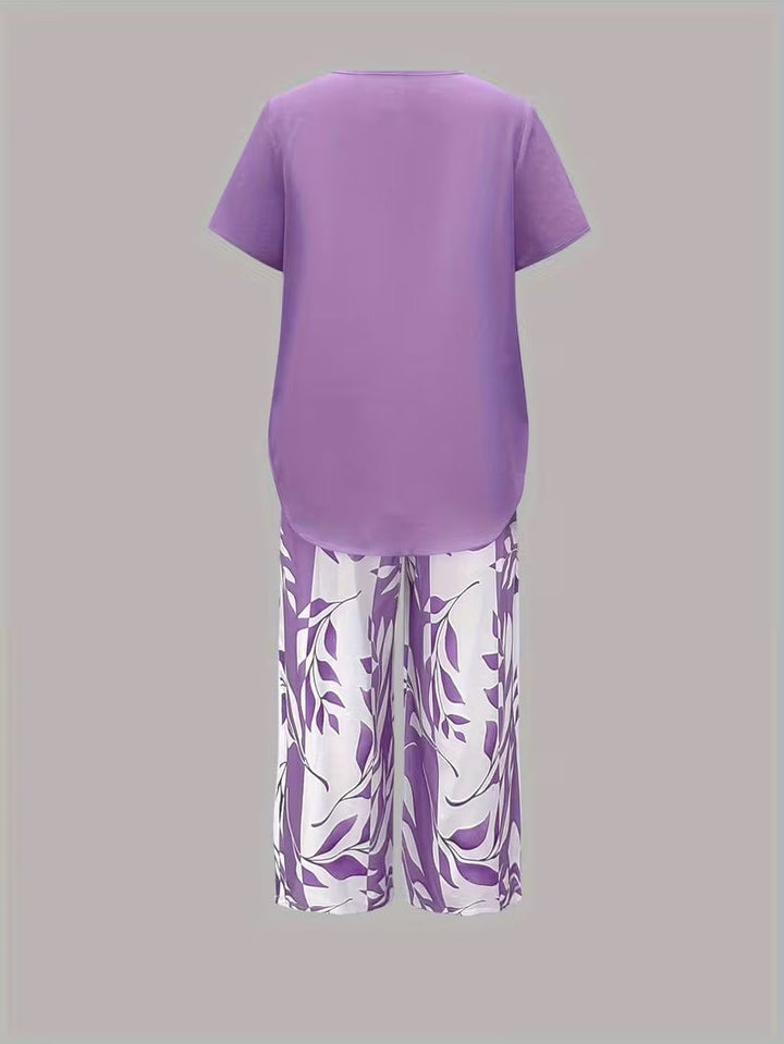 Eldrid two piece leaf print top and trouser set – image 8