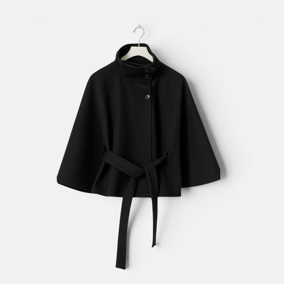 Randi wool blend cape coat with high collar – image 8