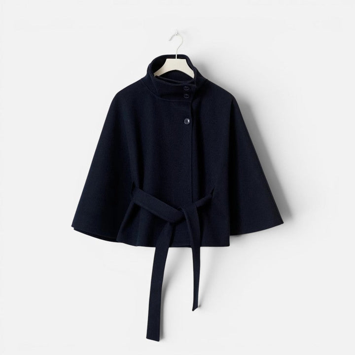 Randi wool blend cape coat with high collar – image 10