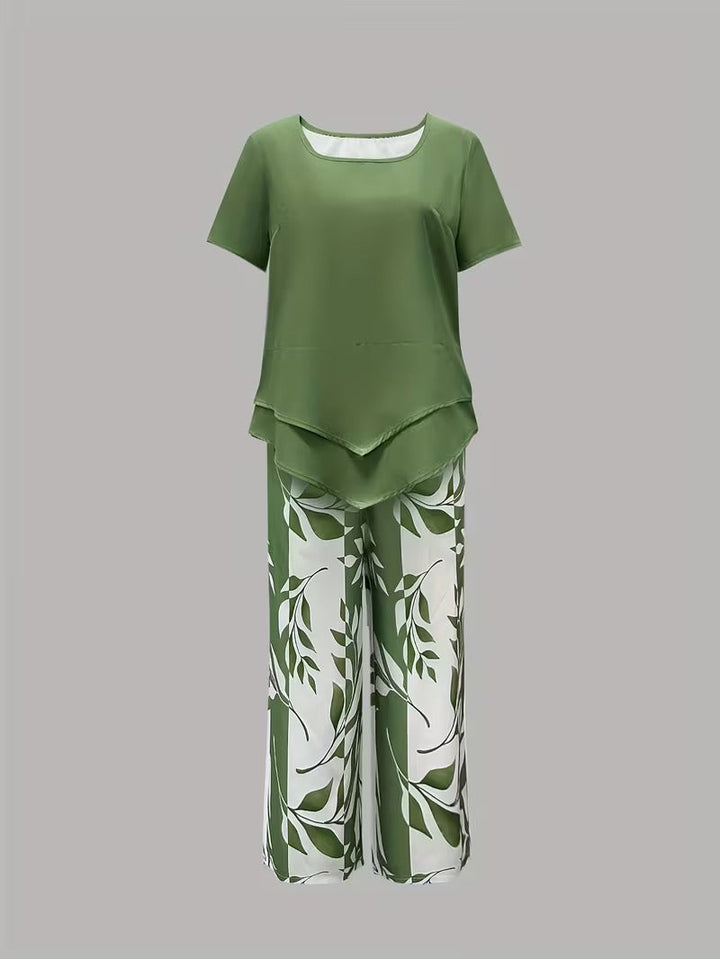 Eldrid two piece leaf print top and trouser set – image 12