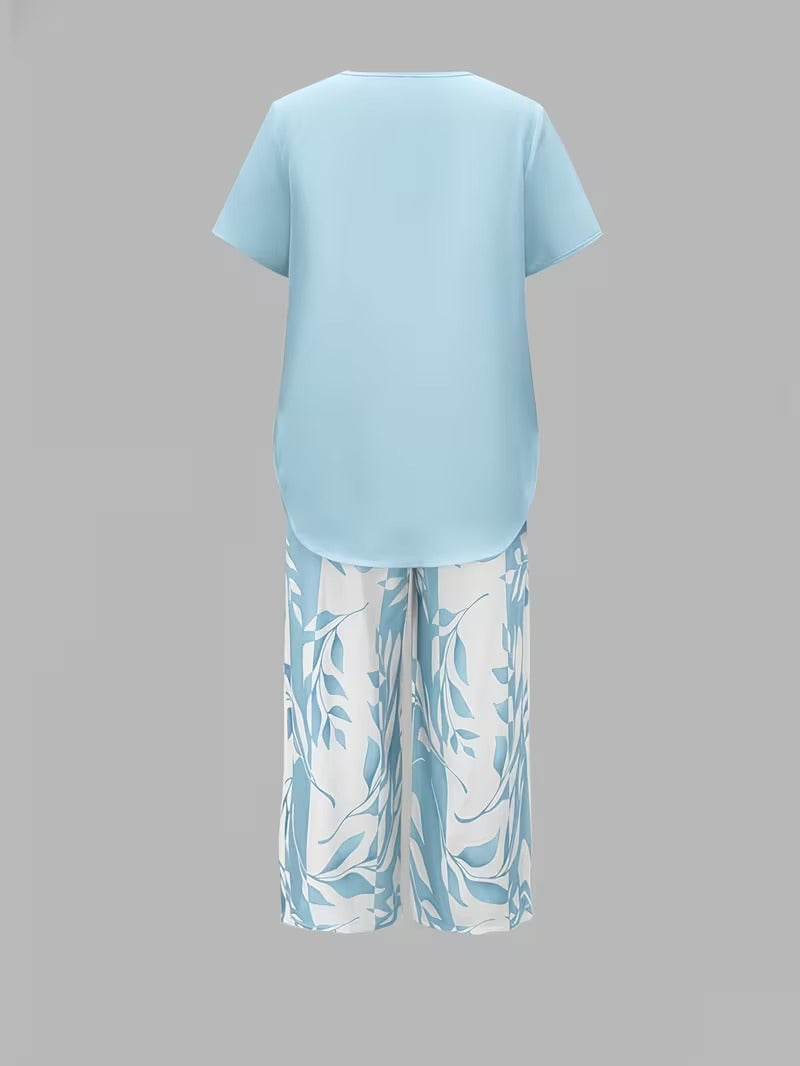 Eldrid two piece leaf print top and trouser set – image 10
