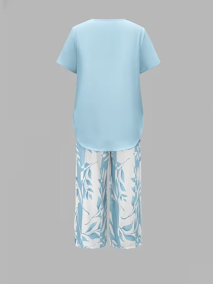 Eldrid two piece leaf print top and trouser set – image 10