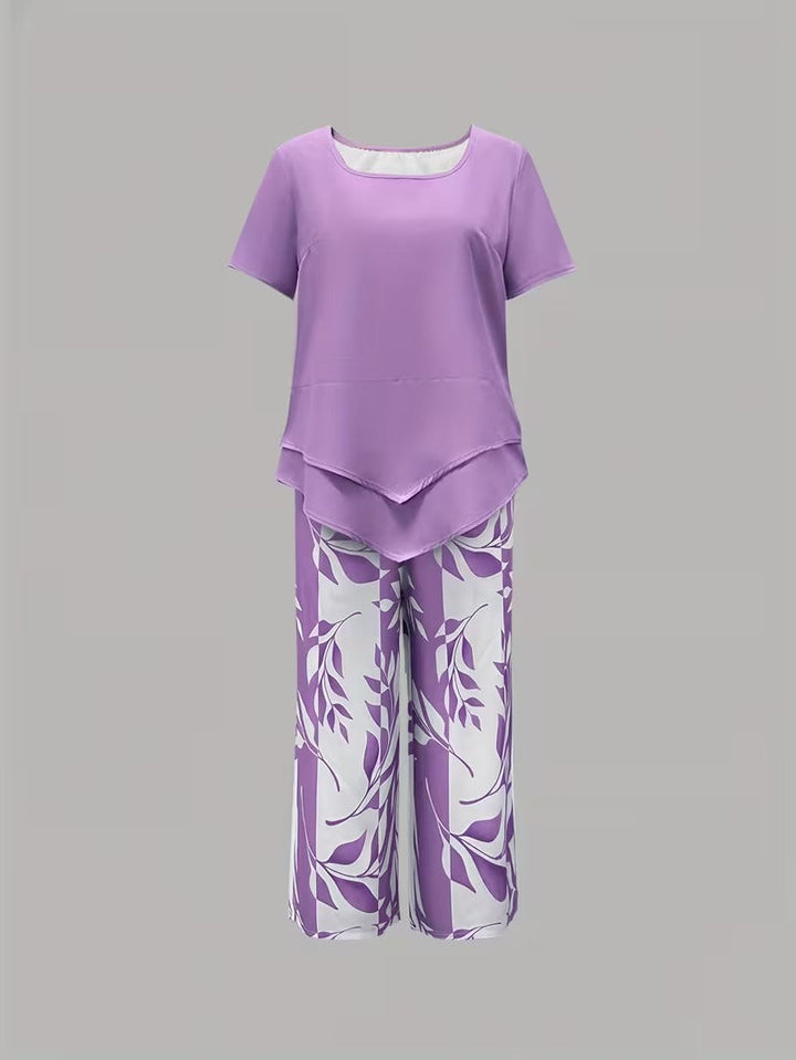 Eldrid two piece leaf print top and trouser set – image 11