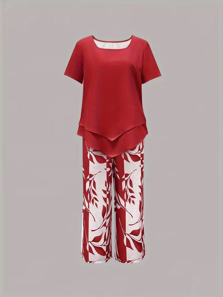 Eldrid two piece leaf print top and trouser set – image 9