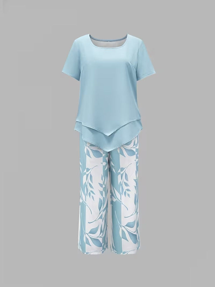 Eldrid two piece leaf print top and trouser set – image 13