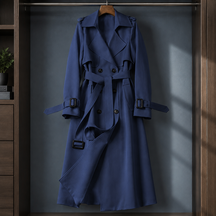 Maelys belted double breasted flared trench coat