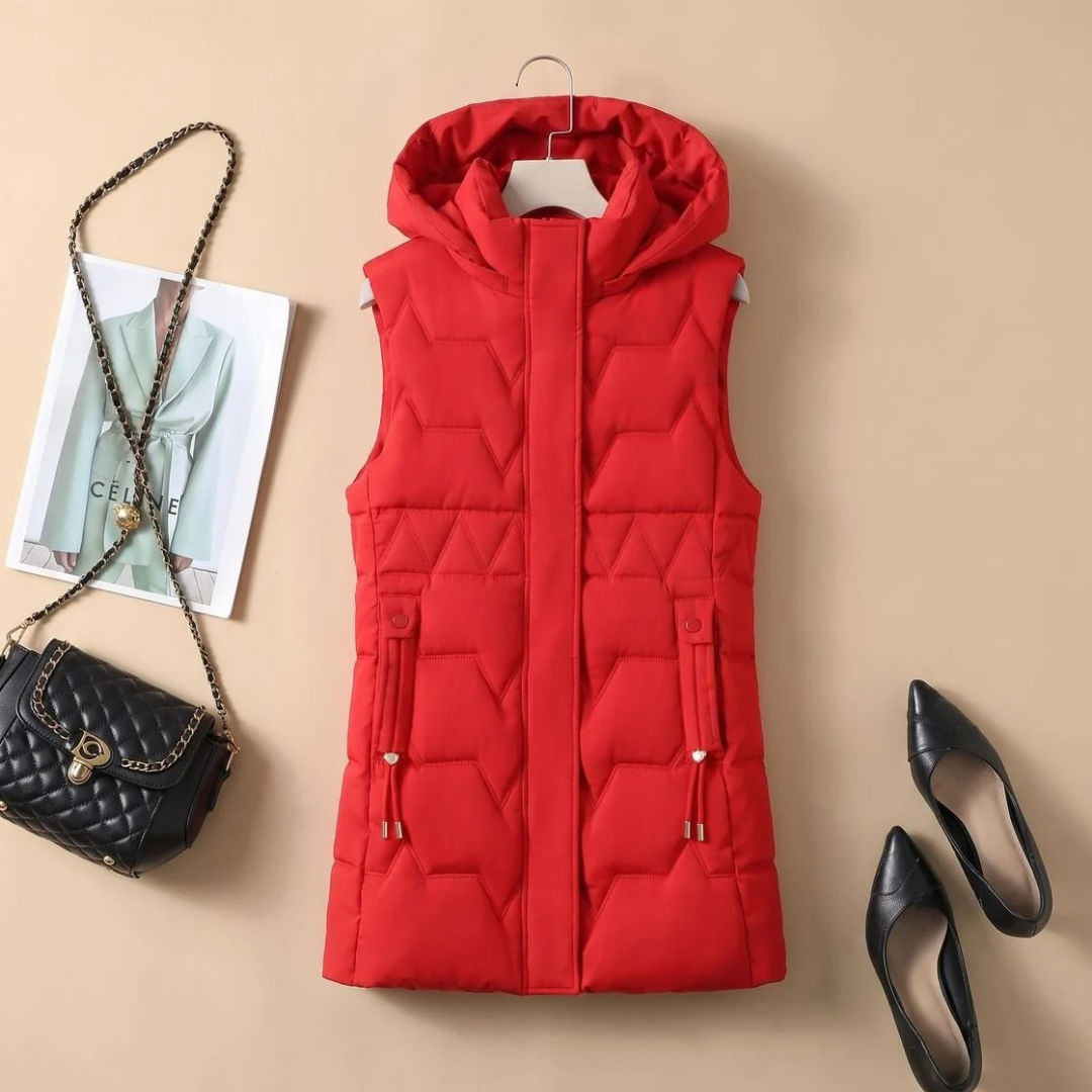 Jette longline hooded quilted gilet