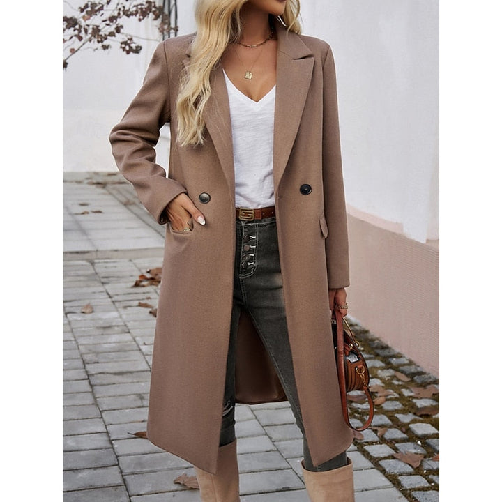 Ruby long straight coat with lapels – image 9