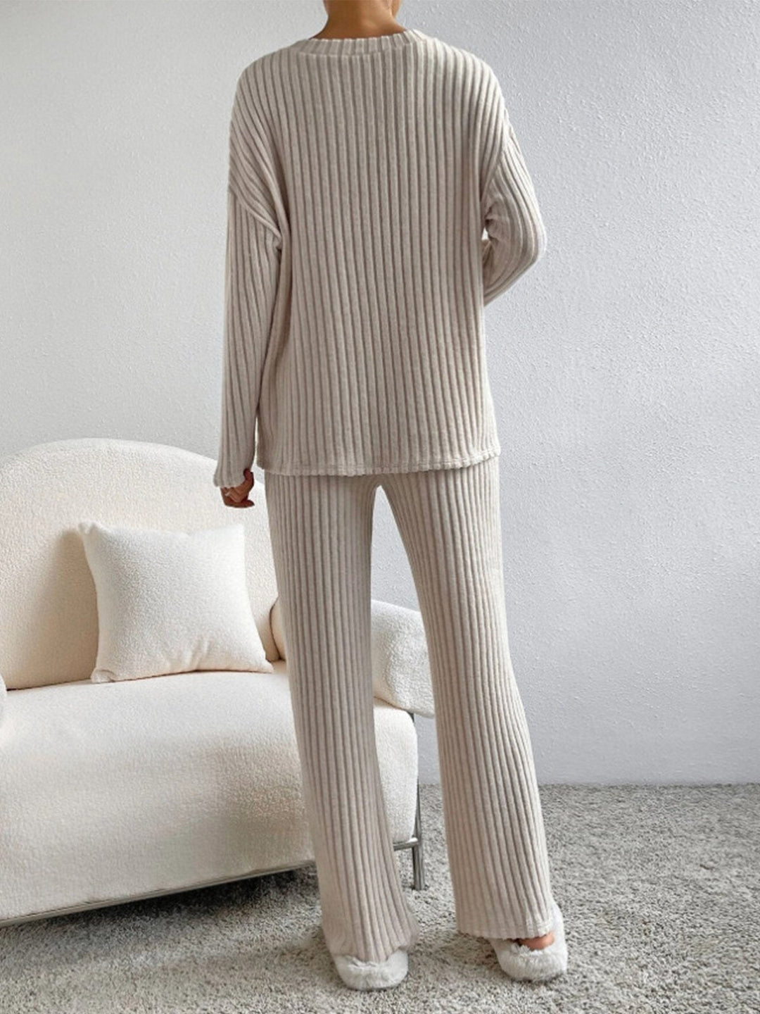 Laurine ribbed v neck two piece lounge set – image 8