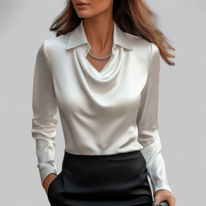 Theresa | Elegant Cowl Neck Satin Blouse