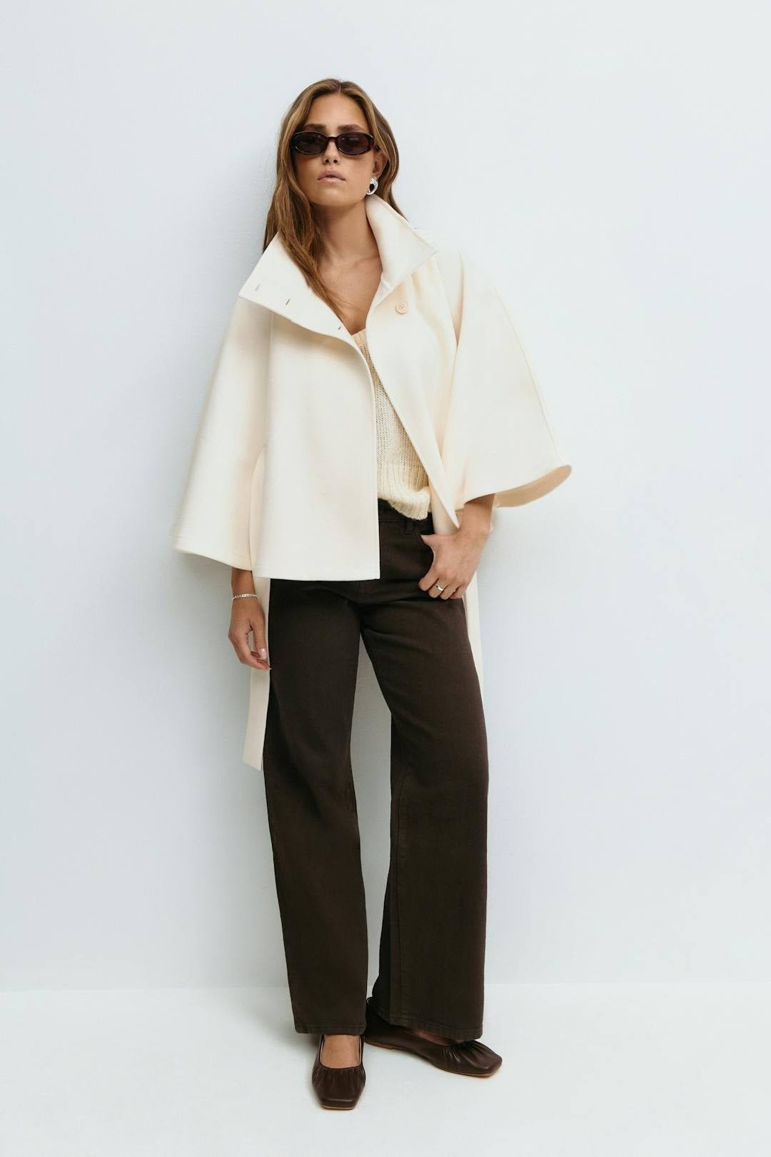 Delphine wrap blazer jacket in brown