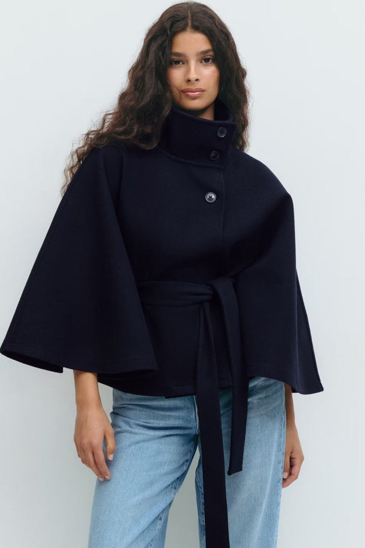 Delphine wrap blazer jacket in black