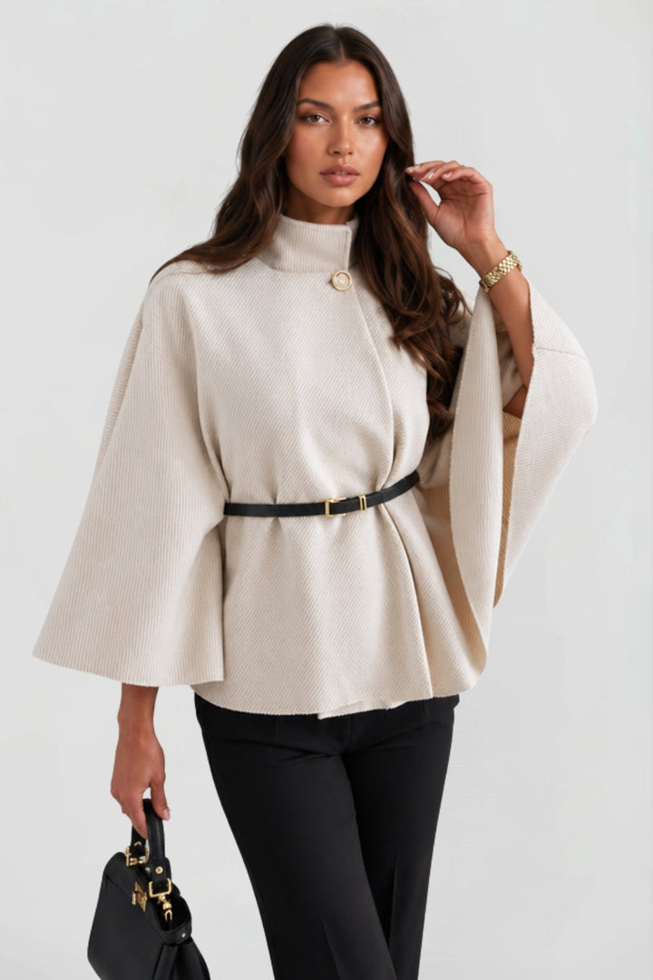 Ottilie belted cape coat, full length