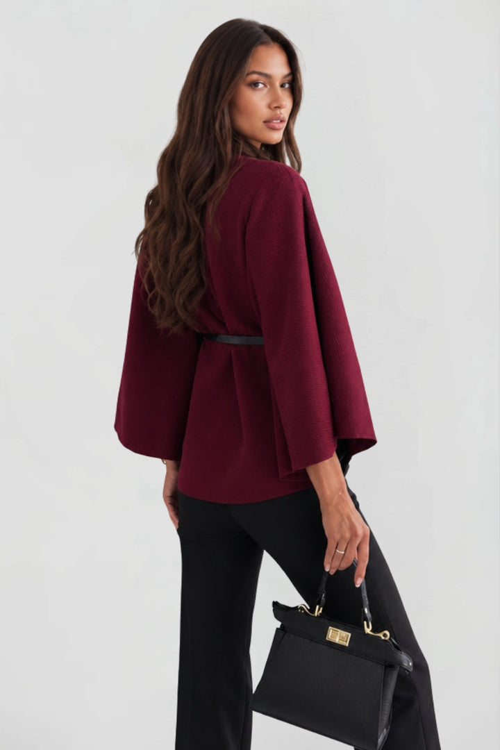 Ottilie belted cape coat in grey