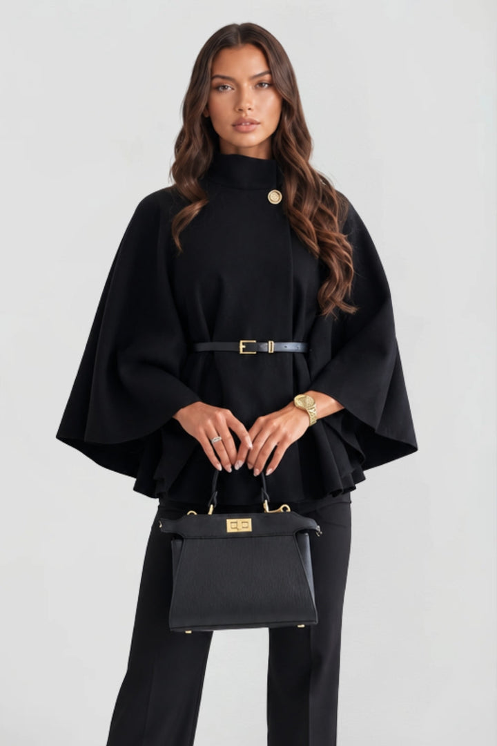 Ottilie belted cape coat, back view