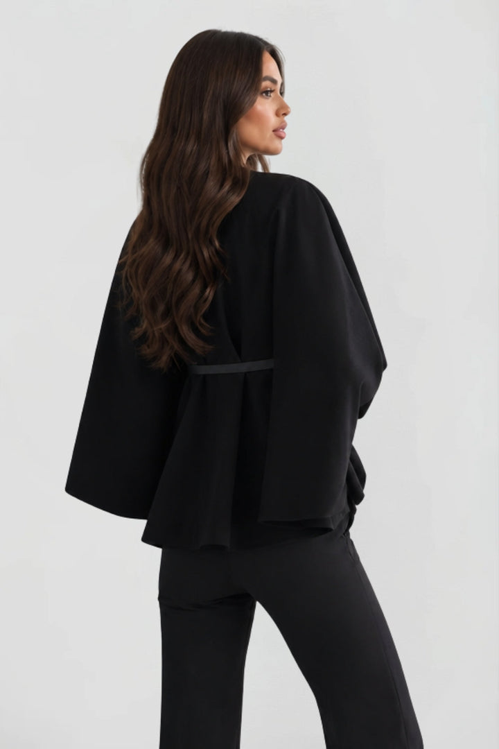 Ottilie belted cape coat, side view