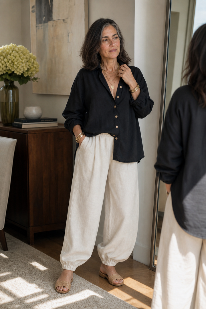 Valerie relaxed shirt and wide leg trousers set – image 3