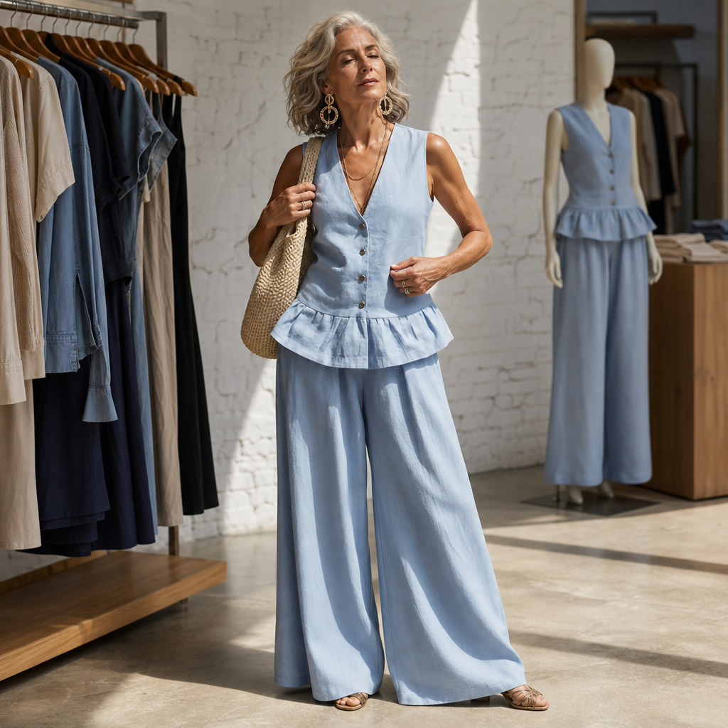 Yasmin peplum waistcoat and palazzo trouser set – image 3