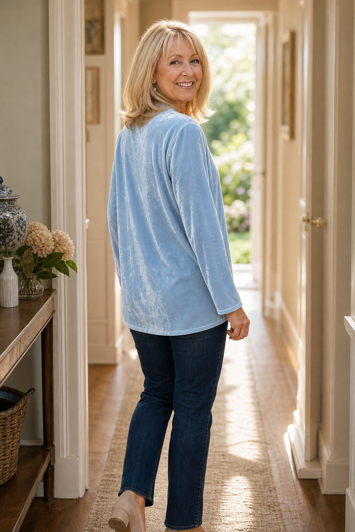 Unni velvet look V neck blouse – image 5