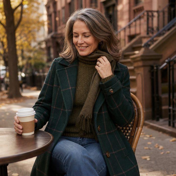 Imelda Elegant Oversized Plaid Wool Look Coat - image 5