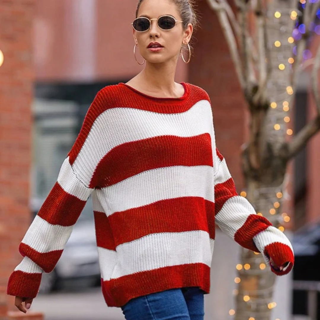 Luise oversized striped knit jumper in green