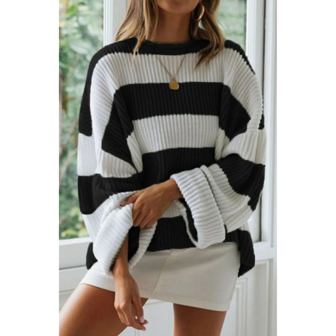 Luise oversized striped knit jumper in red