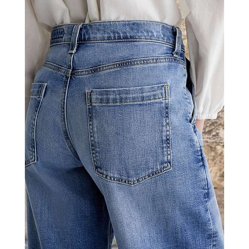 Marianne | Elegant Mid Rise Wide Leg Jeans