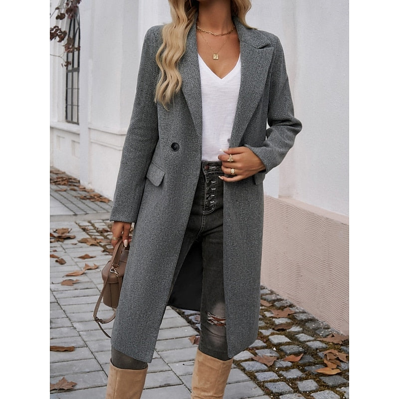 Ruby long straight coat with lapels